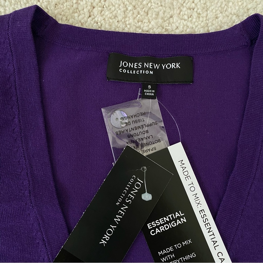 Jones New York Collection Women’s Purple Essential Cardigan - Picture 4 of 5